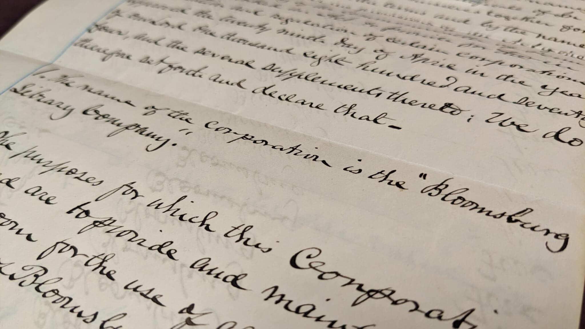 Original incorporation letter, 1889