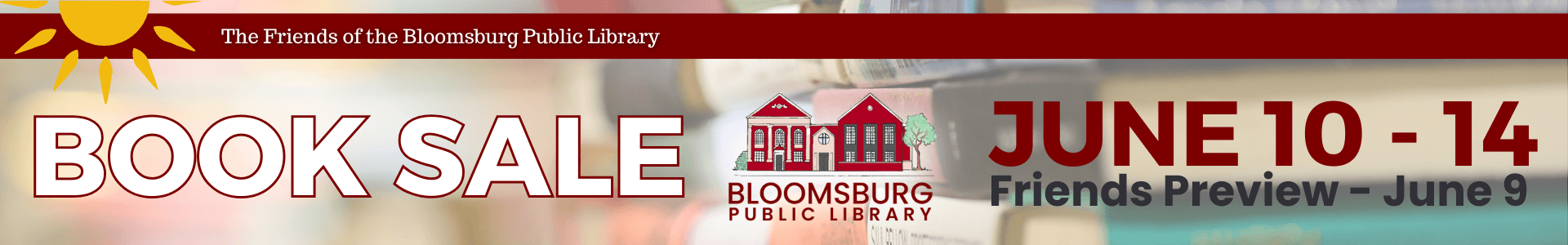 A brightly colored banner for the "Color Our World Summer Library Program," featuring a stylized rainbow of colors and an open book. The text "READ, LEARN, DISCOVER" is at the top right, and "Summer 2025" is at the bottom right. The Bloomsburg Public Library logo is at the bottom center.