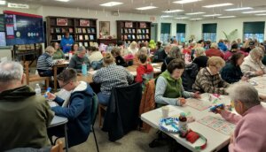 People playing bingo games in the library