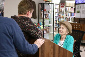 Local author Marta Perry talks with her fans