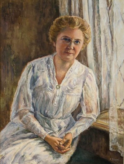 A portrait of Sarah E.L. Van Tassel by E. Herre.