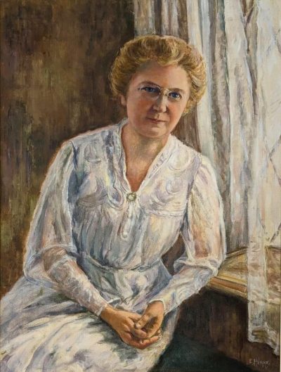 A portrait of Sarah E.L. Van Tassel by E. Herre.
